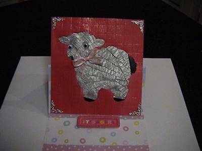 Iris fold Lamb with Faux Tile background