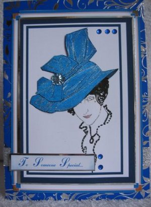 Art Deco Blue hat Card