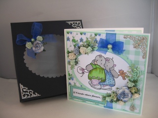 Stamped card with matching box
