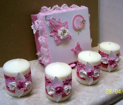 Pink Lace, Roses & Butterflies Candle Gift Box